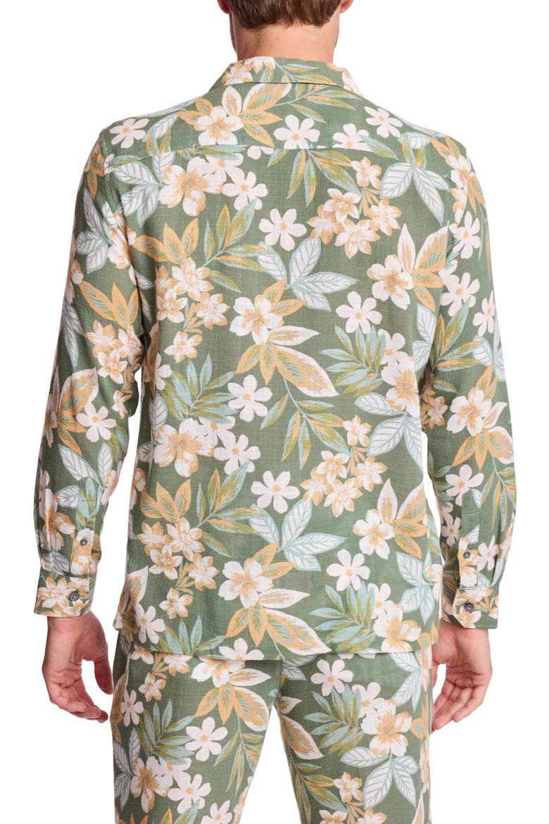 Parker Trim Fit Linen Blend Camp Shirt, Alternate, color, EMERALD FLORAL