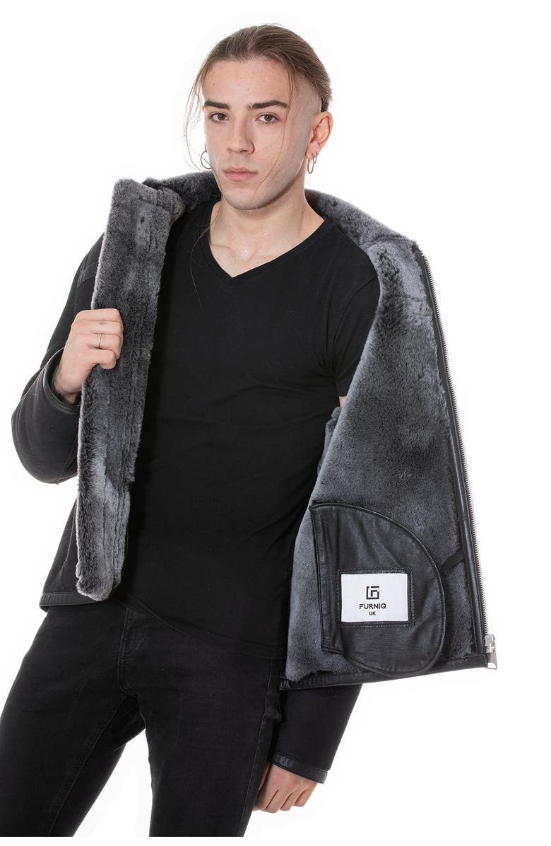 Furniq UK Hugh Suede Shearling Jacket, Alternate, color, Black