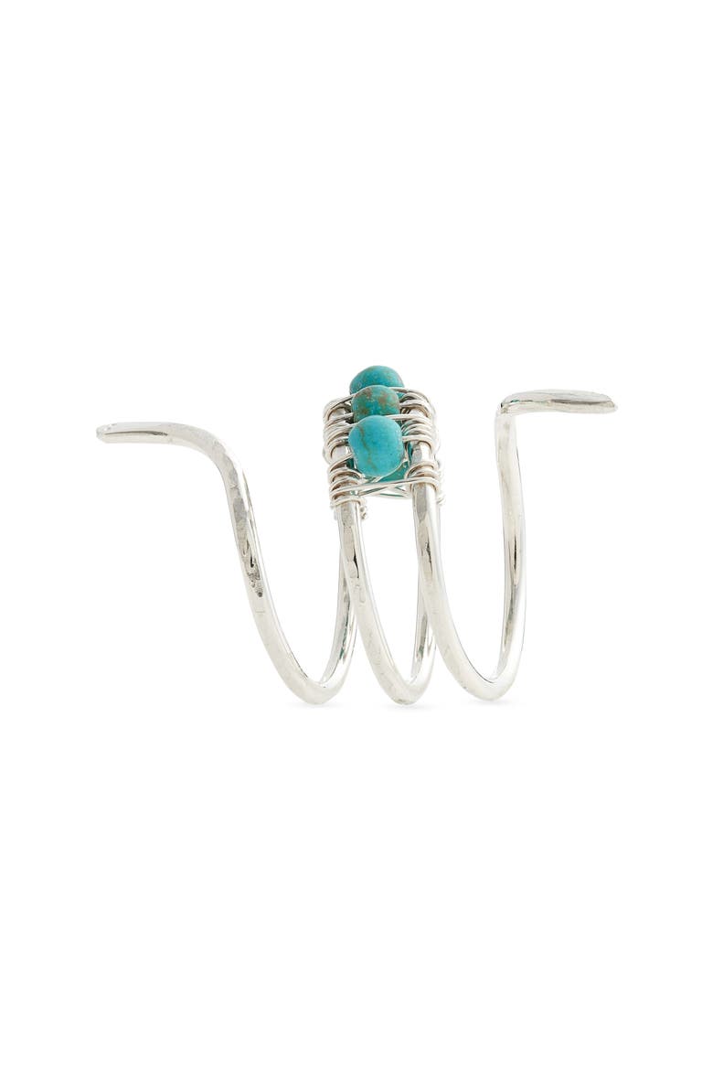 Beaded Snake Ring, Alternate, color, TURQUOISE/ STERLING SILVER