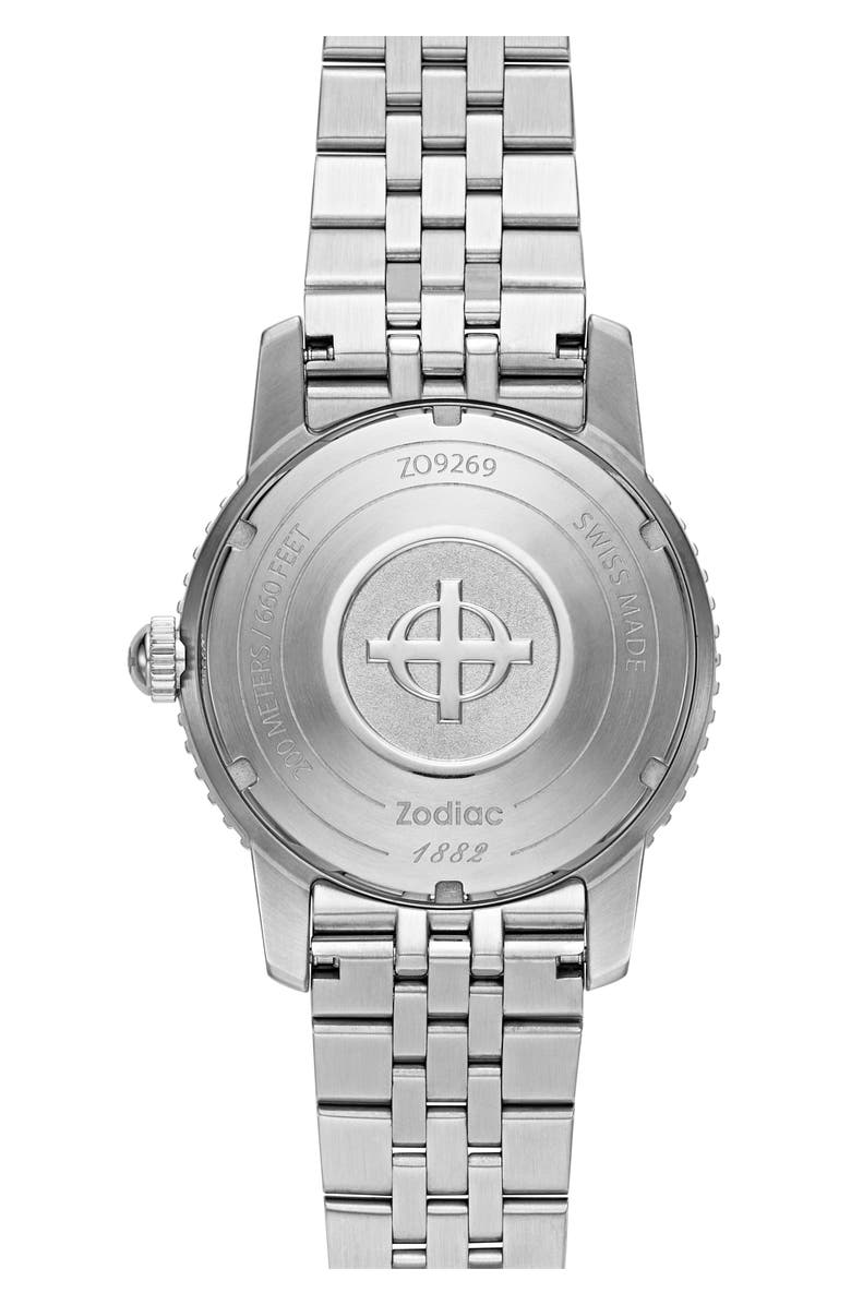 Zodiac Compression Diver Automatic Stainless Steel Watch, 40mm, Alternate, color, Silver/ Steel