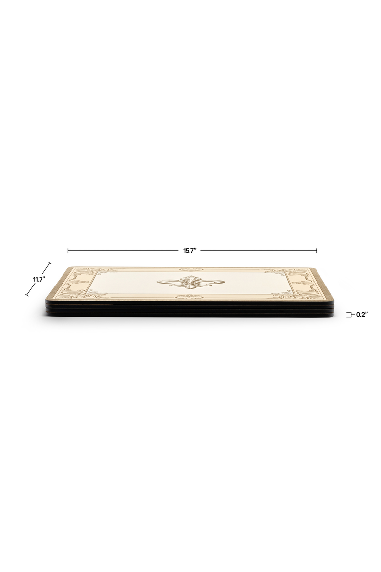 Fleur de Lys Set of 4 Cork Back Placemats, Alternate, color, Fleur de Lys
