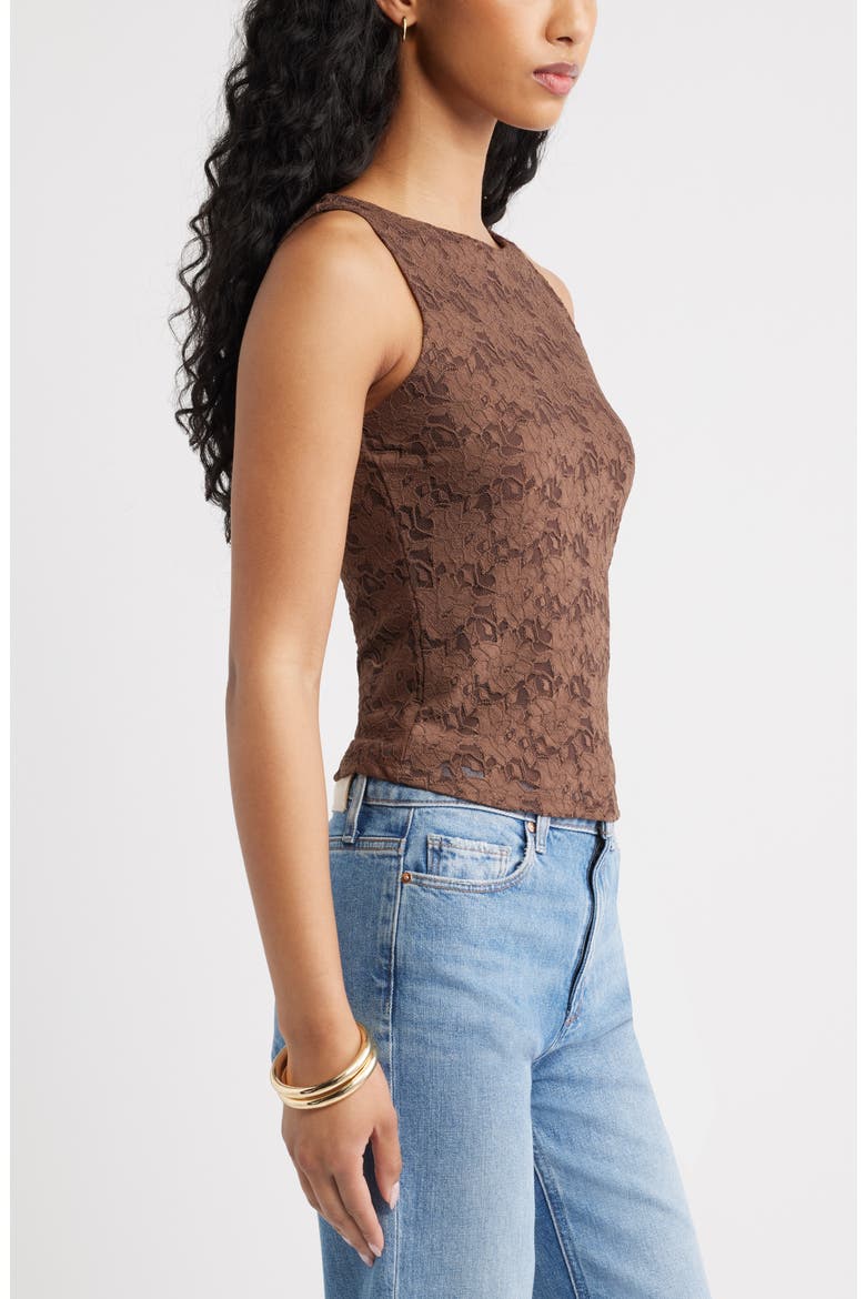Sleeveless Lace Shell, Alternate, color, BROWN TERRA