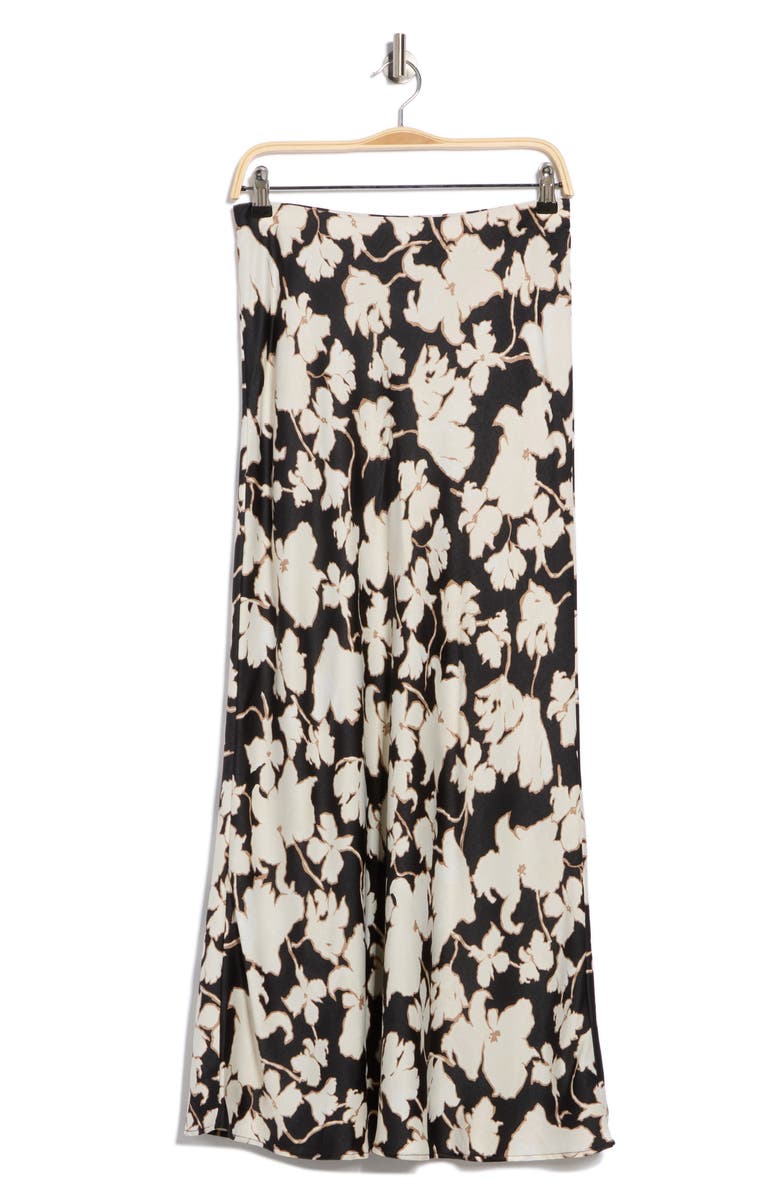 NORDSTROM RACK Textured Satin Bias Maxi Skirt, Alternate, color, Black- Tan Falling Foliage