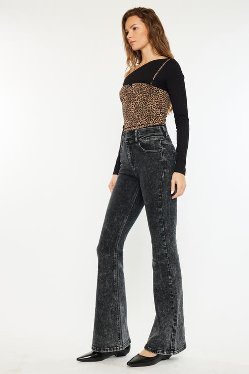 Kancan Amirah Ultra High Rise Flare Jeans In Black