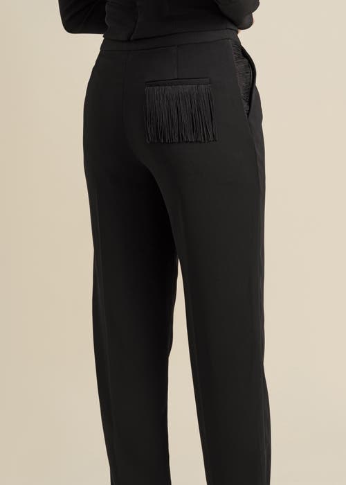 Contessa Mills Medusa Fringe Loose-fit Double-pleat Stretch Crepe Trousers In Black
