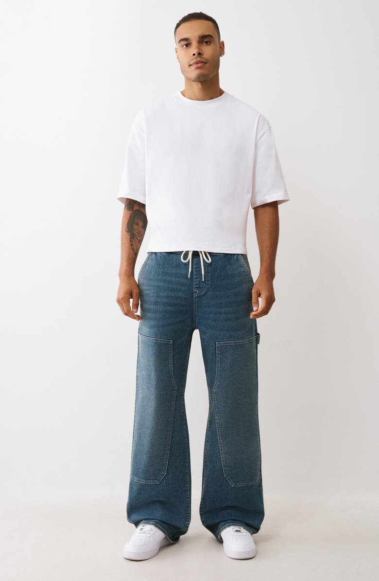 True Religion Vinny Drawstring Ultra Baggy Carpenter Jeans, Alternate, color, Medium Cozy Fireside Wash