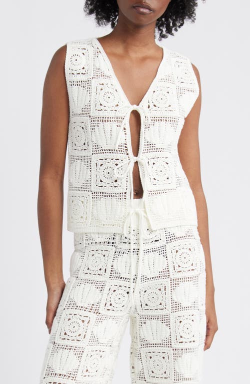 Rails Paz Crochet Stitch Sleeveless Tie Front Top In White