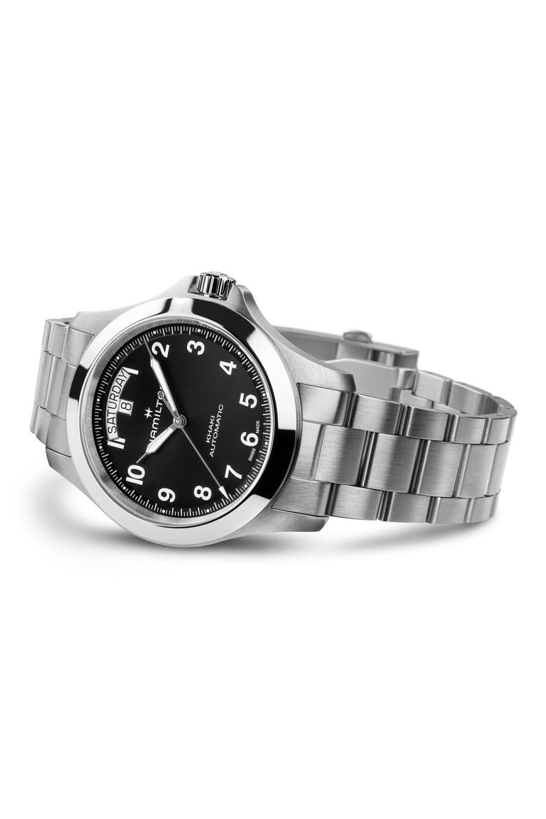 Khaki Field King Automatic Bracelet Watch, 40mm, Alternate, color, BLACK