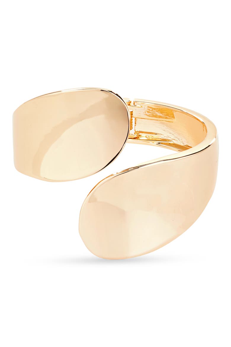 Round Edge Bypass Hinge Bracelet, Main, color, GOLD