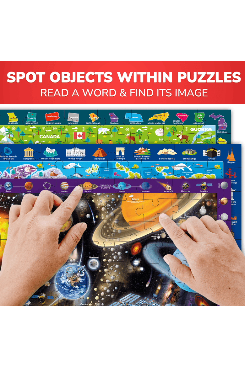 Educational Jigsaw Puzzles for Kids & Adults - Map & Space Puzzle Set, Alternate, color, 100 Piece Set