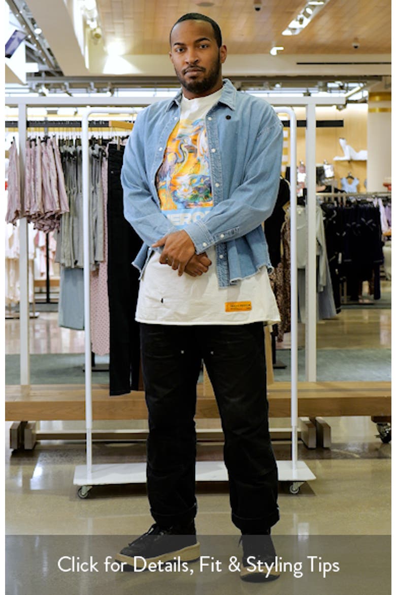 Relaxed Fit Distressed Denim Snap-Up Shirt video