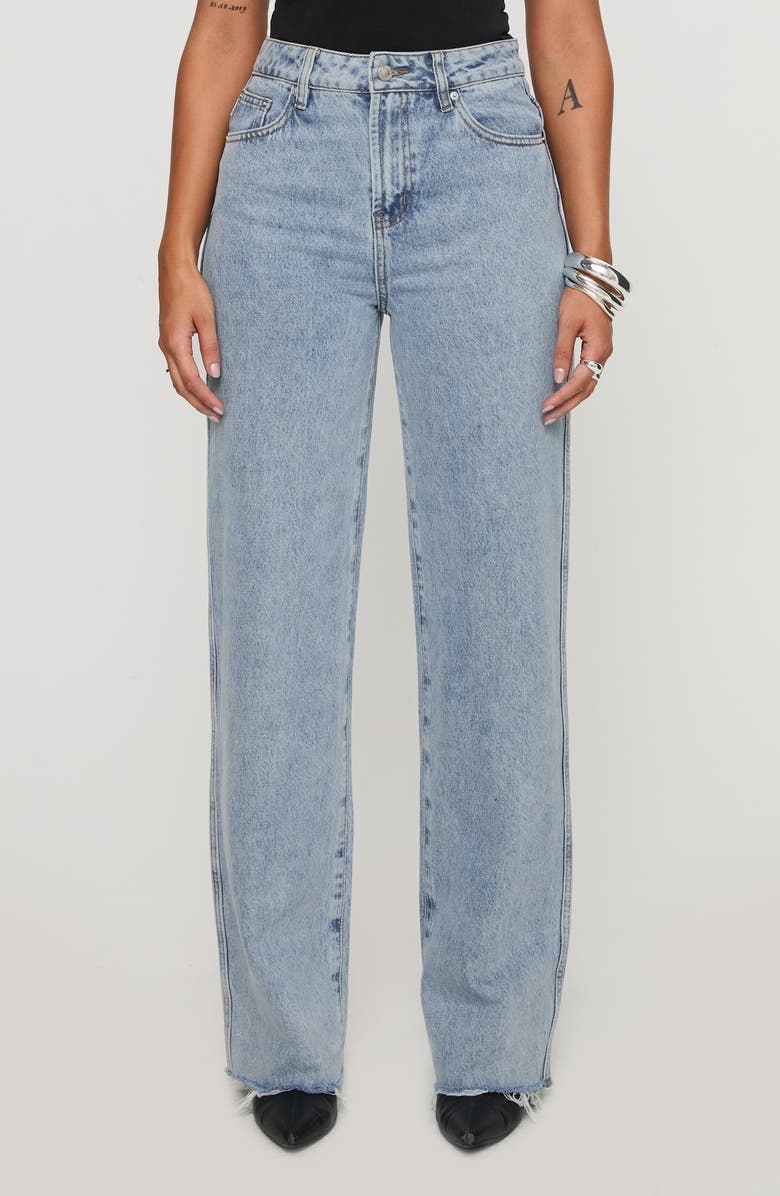 Princess Polly Karlina Raw Hem High Waist Straight Leg Jeans, Main, color,