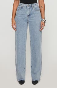 Princess Polly Karlina Raw Hem High Waist Straight Leg Jeans