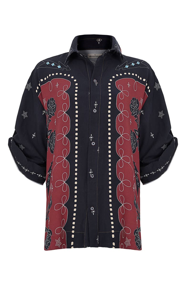 Agua Bendita Chrissy Bowly Cover-Up Shirt, Alternate, color, Black