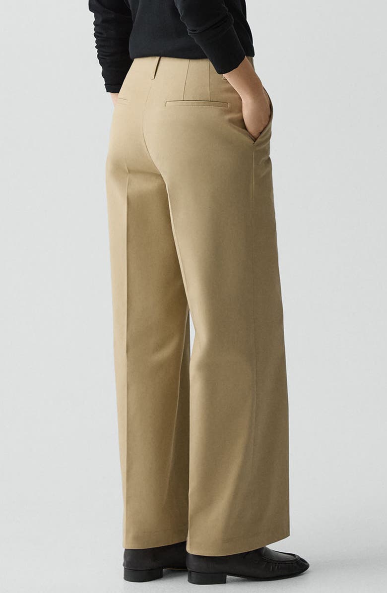 Theory Stretch Cotton Wide Leg Pants, Alternate, color, Dark Almond
