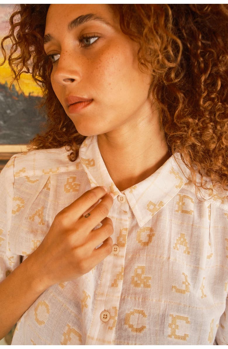 Ace & Jig Winnie Button-up Foldover Collar Blouse, Alternate, color, Initial