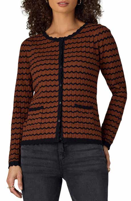 Stripe Round Neck Cardigan