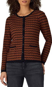 Wit & Wisdom Stripe Round Neck Cardigan