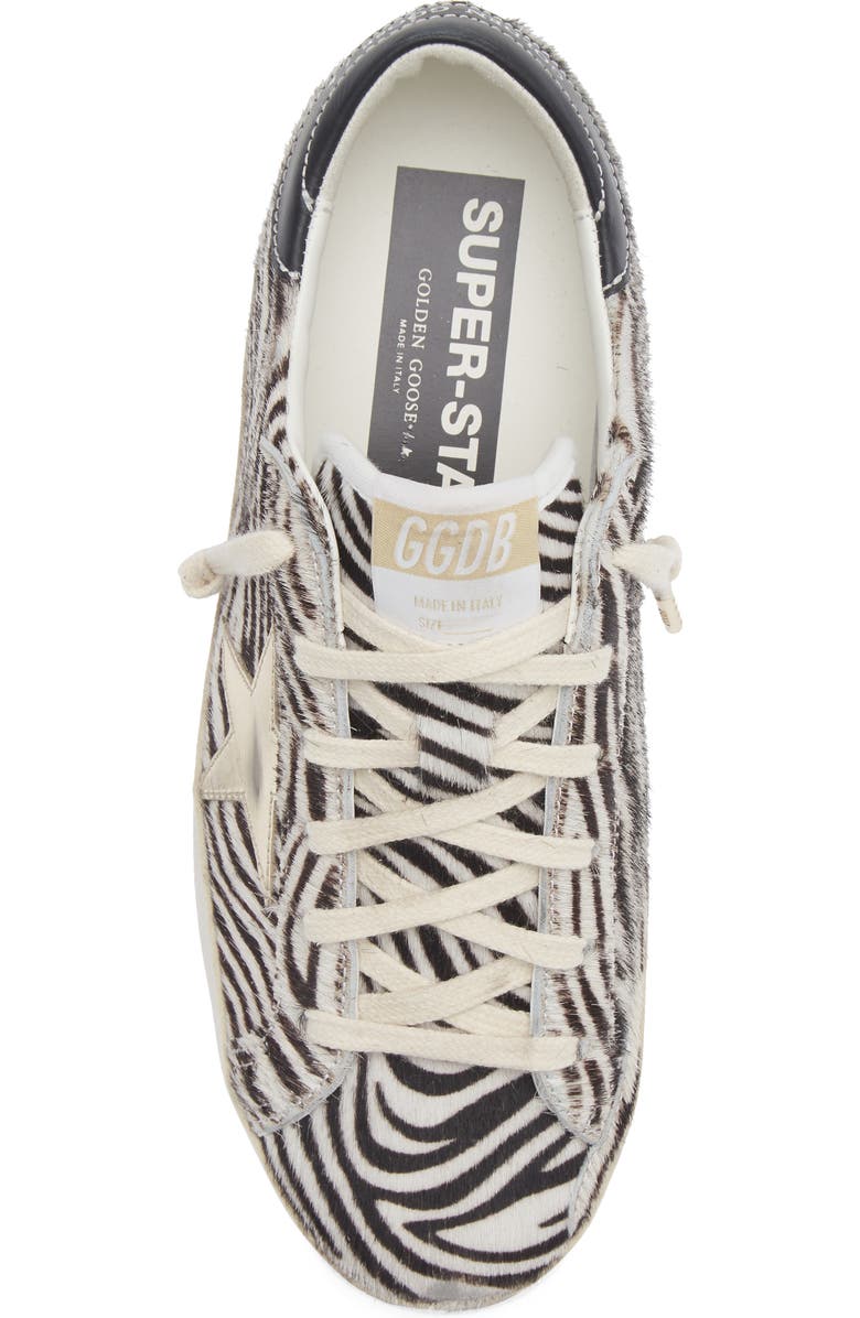Golden Goose Super-Star Zebra Print Genuine Calf Hair Low Top Sneaker, Alternate, color, White/ Black/ Platinum
