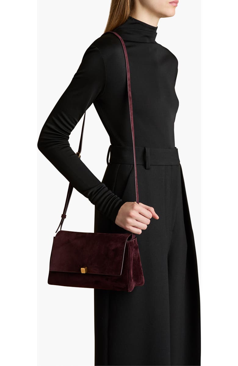 Khaite Audrey Suede Crossbody Bag, Alternate, color, Eggplant