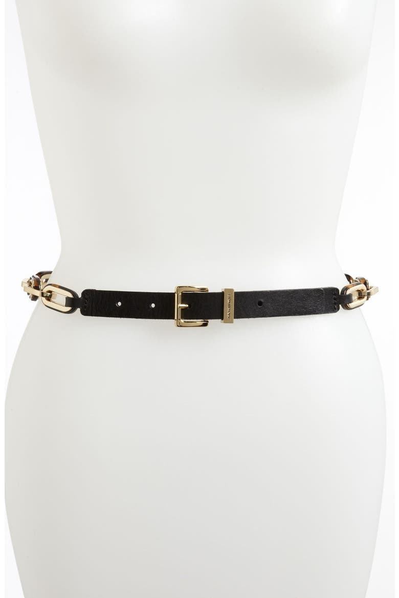 'Tortoiseshell Link' Belt, Main, color, BLACK