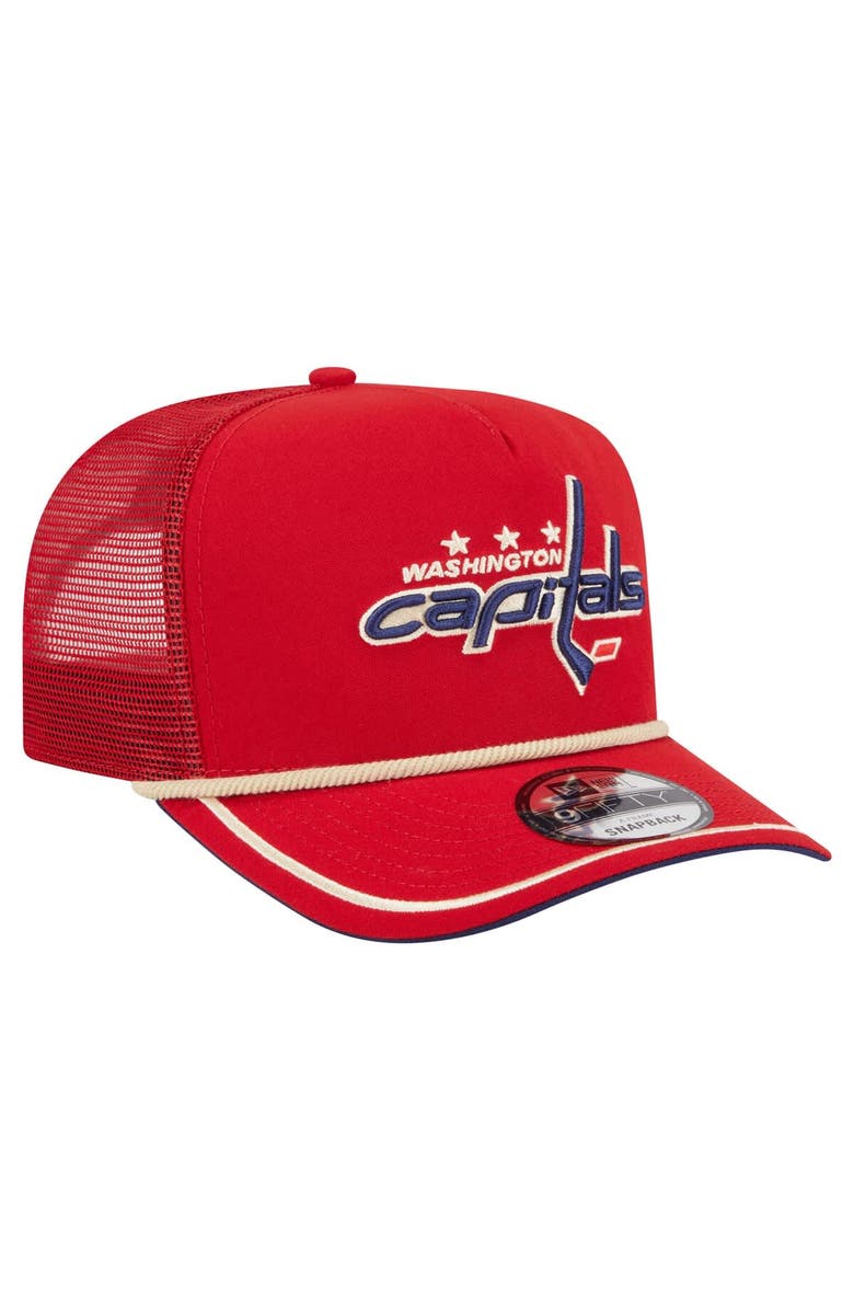 New Era Men's New Era Red Washington Capitals Vintage Team Rope A-Frame 9FIFTY Snapback Hat, Alternate, color, Red