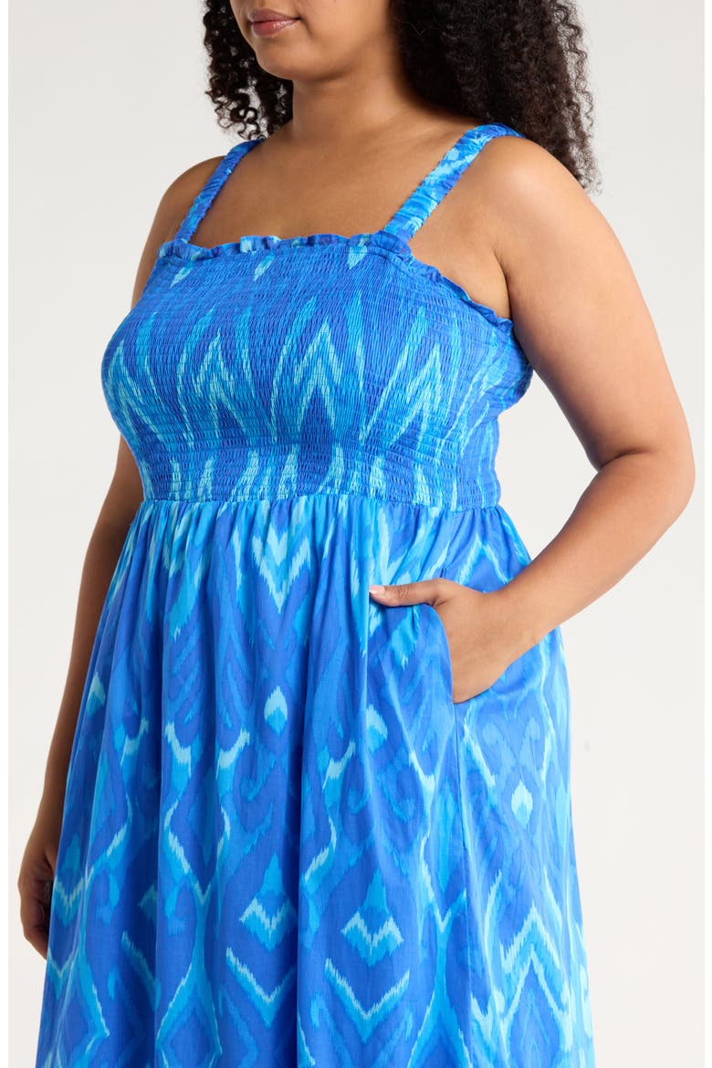 Carys Delcy Smocked Cotton Maxi Sundress, Alternate, color, BLUES-MULTI