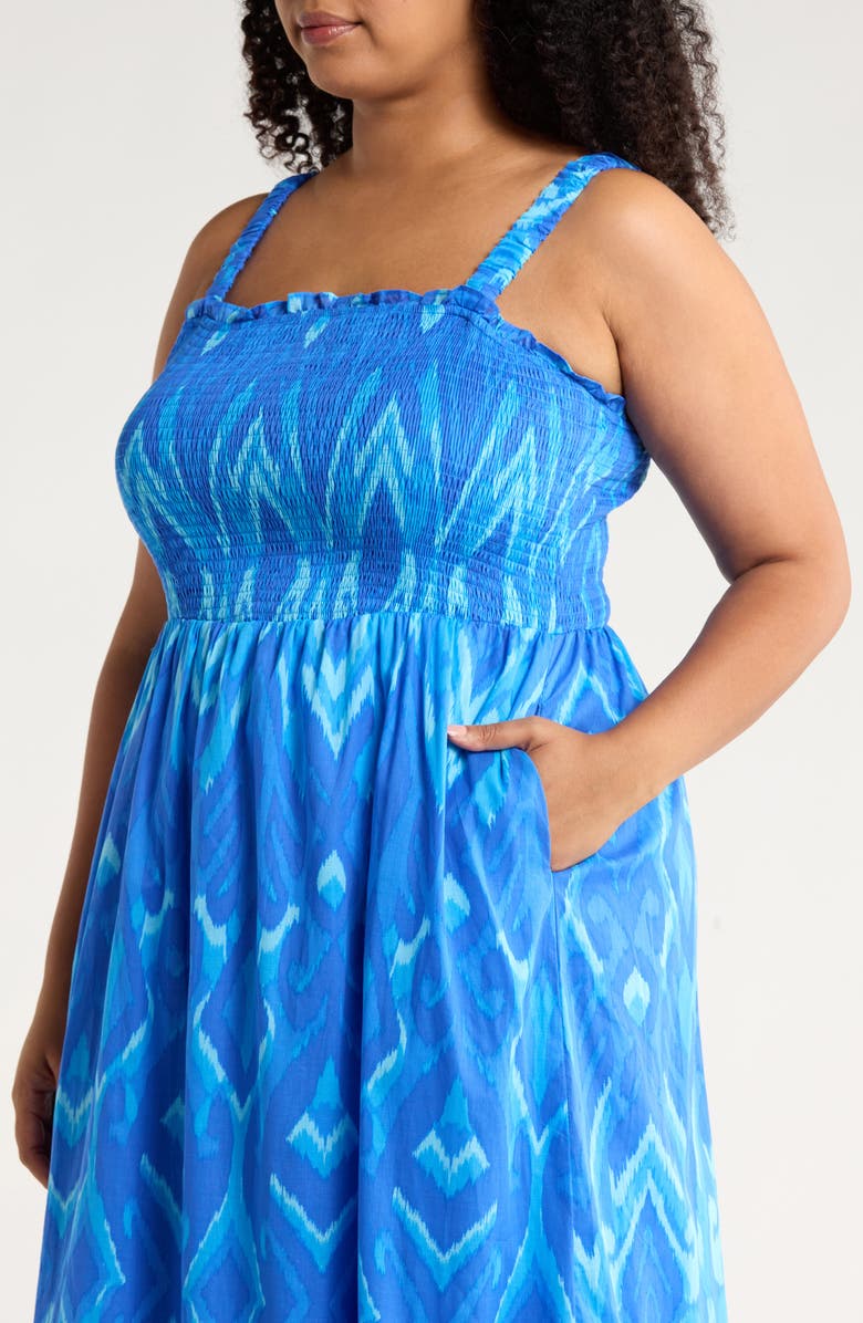 SUGARLIPS Carys Delcy Smocked Cotton Maxi Sundress, Alternate, color, Blues-Multi