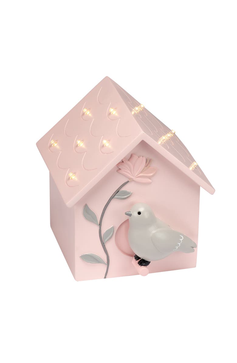 Lambs & Ivy Petals Birdhouse Table Top Night Light LED Lamp, Alternate, color, Pink