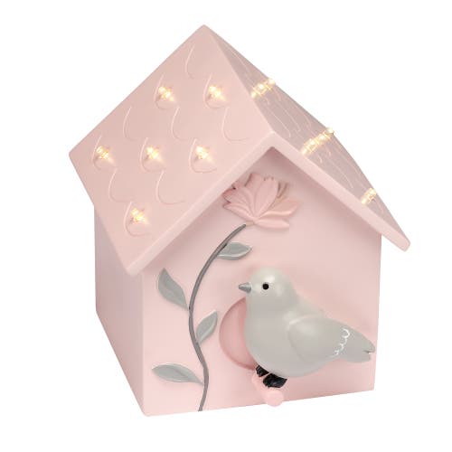 Lambs & Ivy Petals Birdhouse Table Top Night Light Led Lamp In Pink