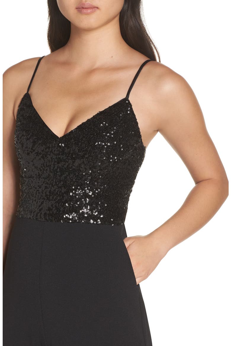 Sequin Embellished Jumpsuit, Alternate, color, BLACK