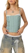 EDIKTED Ruffled Lace Trim Crop Camisole