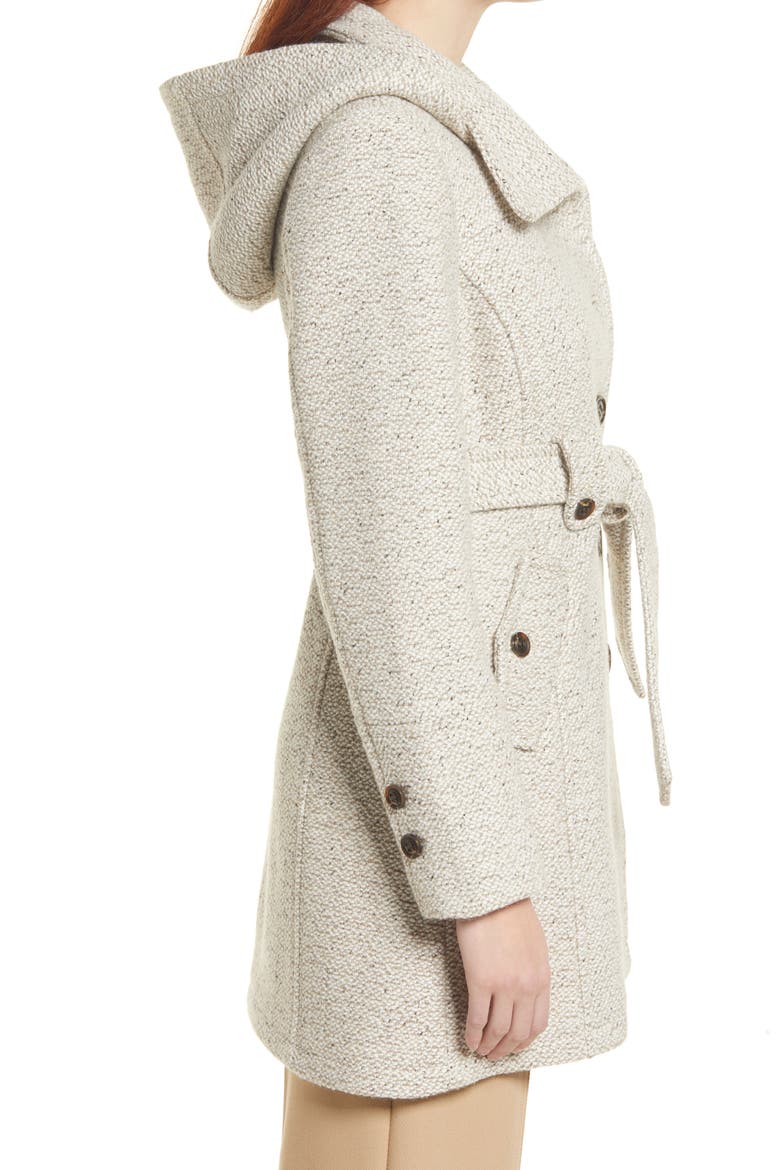 Belted Hooded A-Line Coat, Alternate, color, OATMEAL