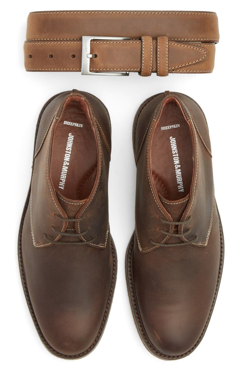 Johnston & Murphy Leather Belt, Alternate, color, Brown