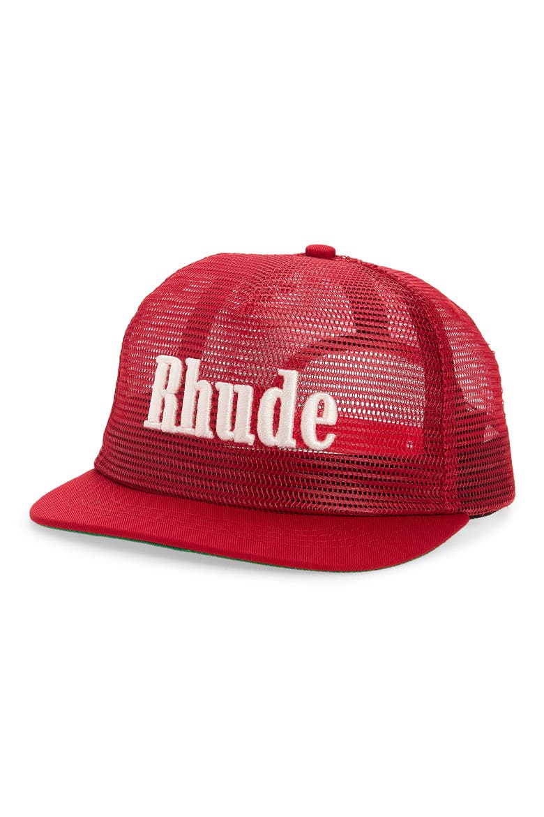 Logo Mesh Snapback Ball Cap, Main, color, RED/ WHITE