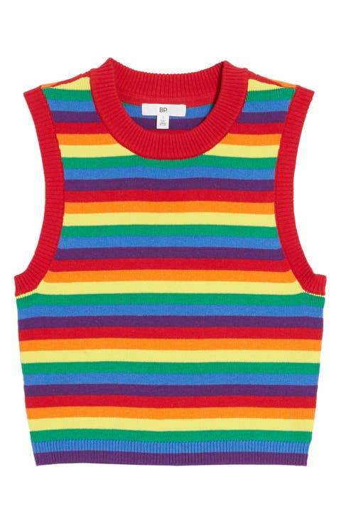 Be Proud by BP. Gender Inclusive Stripe Crop Sweater Tank