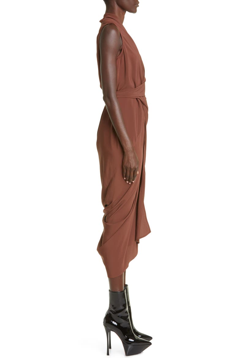 Sleeveless Draped Midi Dress, Alternate, color, MACASSAR