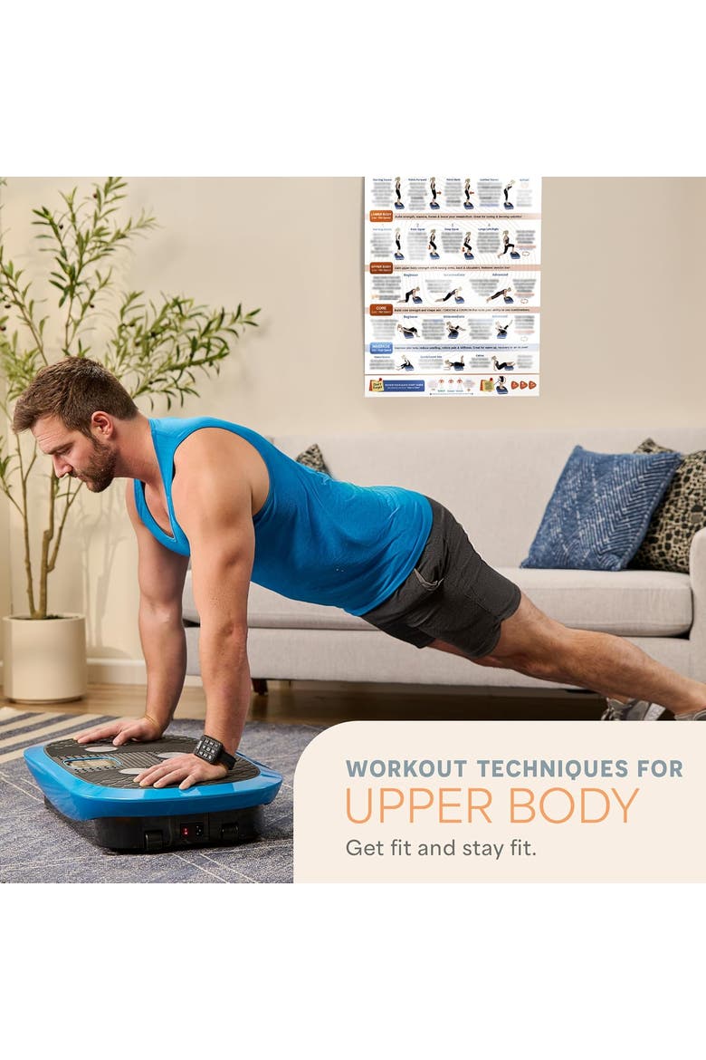 Vibration Plate Exercise Poster Laminated Whole Body Workout Chart, Alternate, color, Laminated