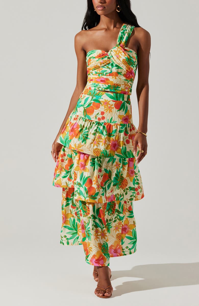 ASTR the Label Daya Floral Print Asymmetric Top, Alternate, color,