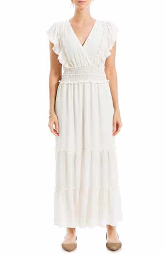 MAX STUDIO Pebble Crepe Flutter Sleeve Maxi Dress