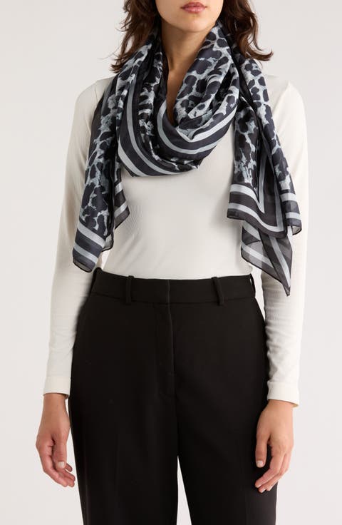 Leopard Print Chiffon Oblong Scarf