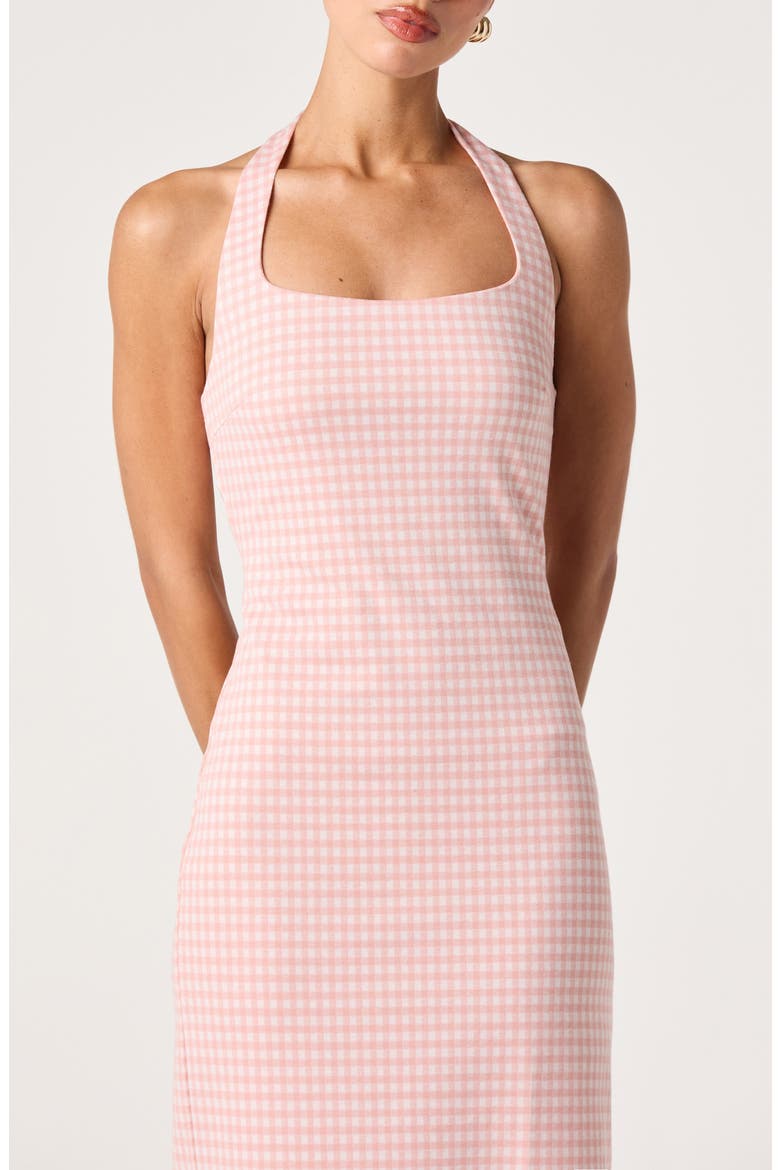 Alice Gingham Halter Neck Midi Dress, Alternate, color, PINK GINGHAM