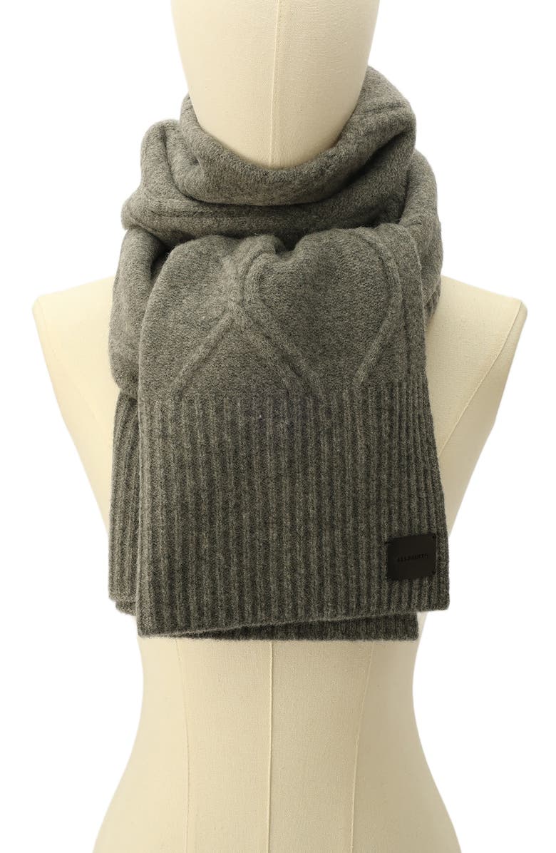 AllSaints Brushed Wool Scarf, Alternate, color, Grey Marled