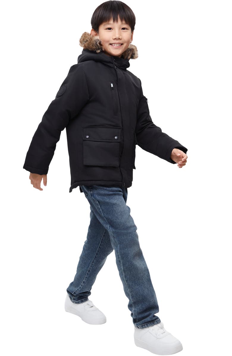 Rokka&Rolla Kids' Parka Jacket with Insulated Hood, Alternate, color, Black