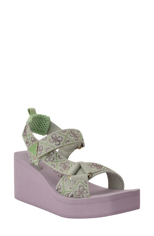 Guess Dawsin 4 Platform Wedge Sandal In Light Green