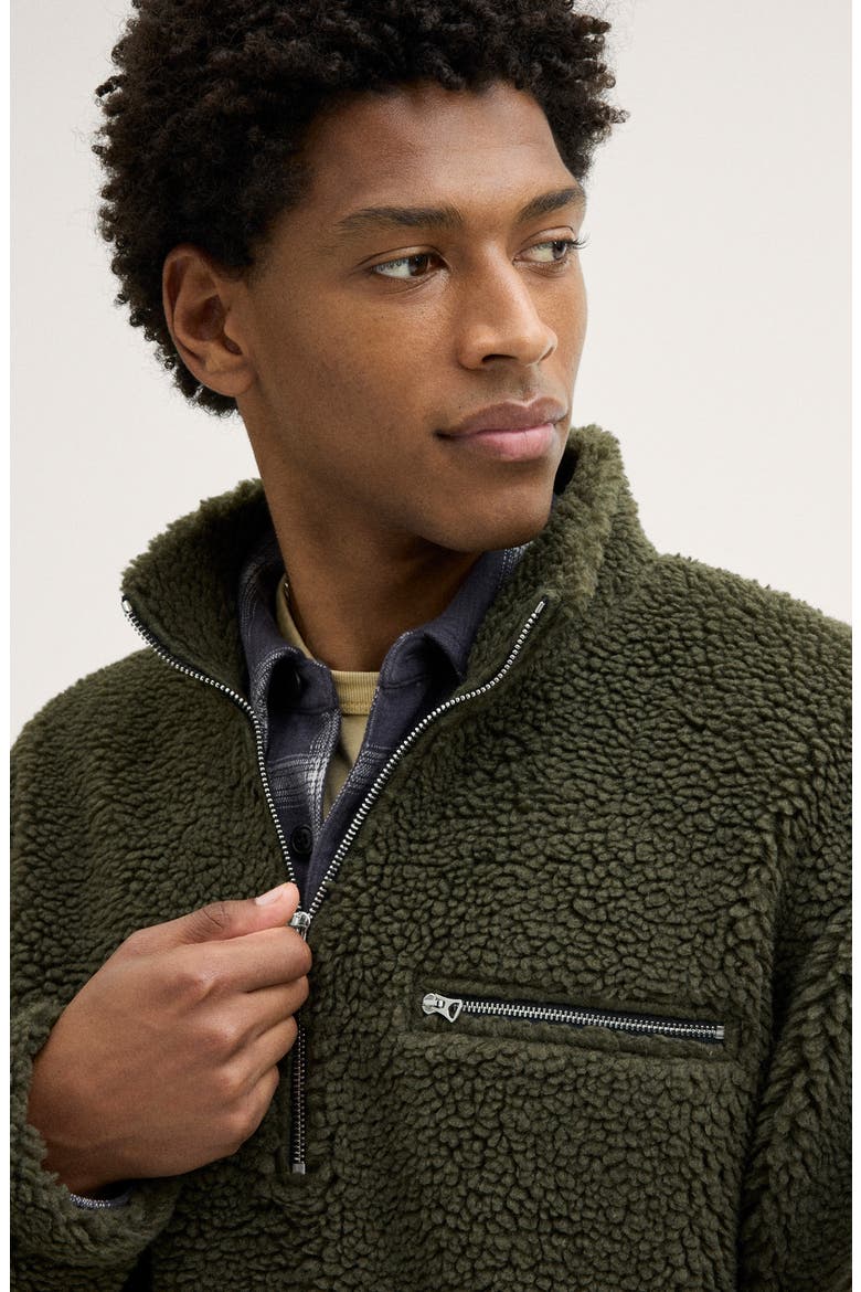 Half-Zip Fleece Pullover, Alternate, color, DRIED OLIVE