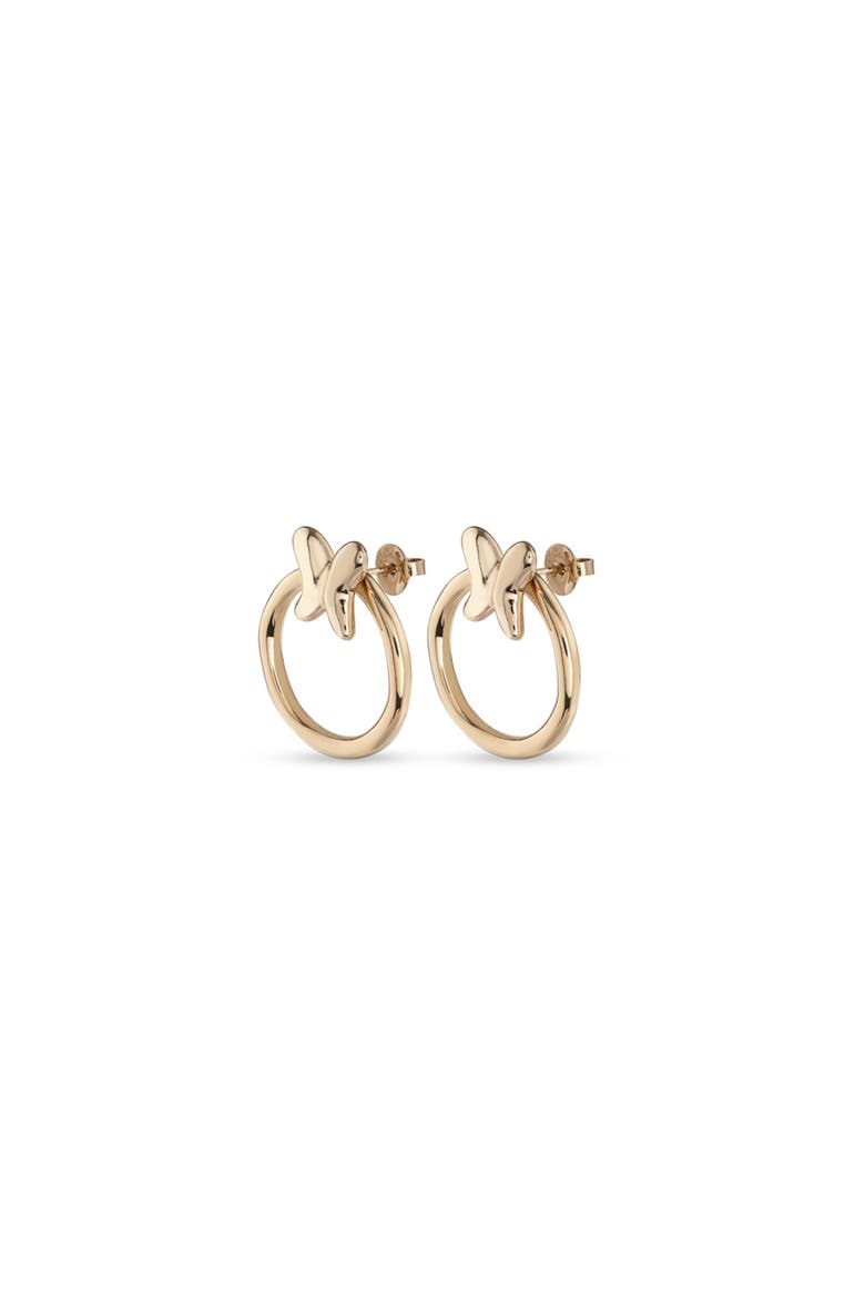 Butterfly Swing Hoops, Alternate, color, Gold