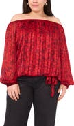 Vince Camuto Floral Metallic Print Off the Shoulder Top