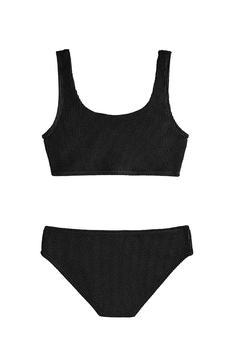 Limeapple Crinkle Bikini Swimsuit, Main, color, Black