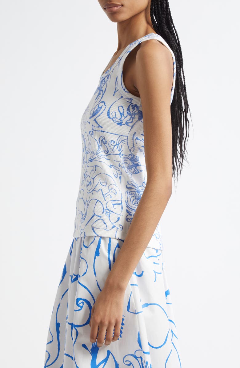 Marimekko Piiros Cactis Cotton Rib Tank, Alternate, color, Blue
